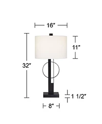 Possini Euro Design Galaxy 32" Tall Geometric Base Large Modern End Table Lamp Dual Usb Ports Metal Living Room Charging