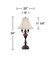 Barnes and Ivy Rhys 34" Tall Traditional 3 Way Table Lamps, Bronze Finish with Tortoise Shell Glass, Set of 2