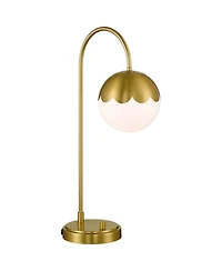 360 Lighting Kelowna 25" High Modern Desk Lamp Usb Port Ac Power Outlet Antique Brass Finish Metal