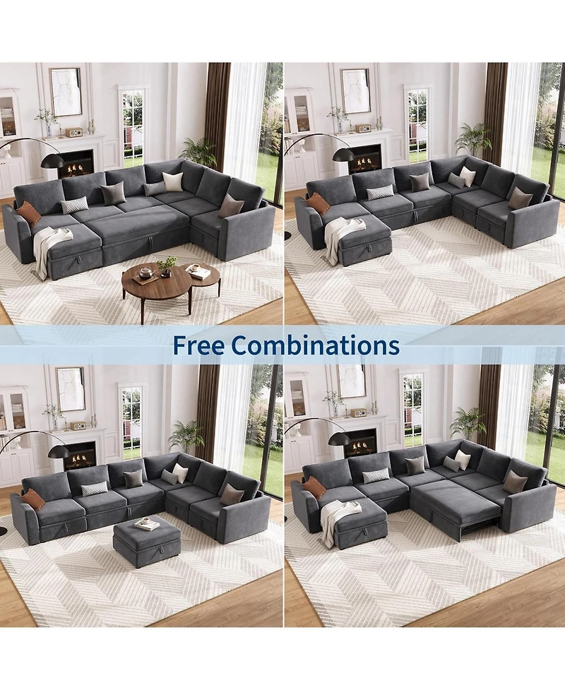 gaomon Sectional Sleeper Sofa with Pull-Out Bed