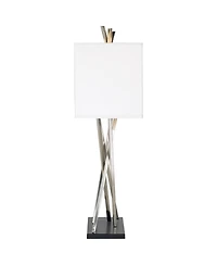Possini Euro Design Asymmetry 30" Tall Large Modern End Table Lamps Set of 2 Silver Brushed Steel Finish Metal Living Room Bedroom