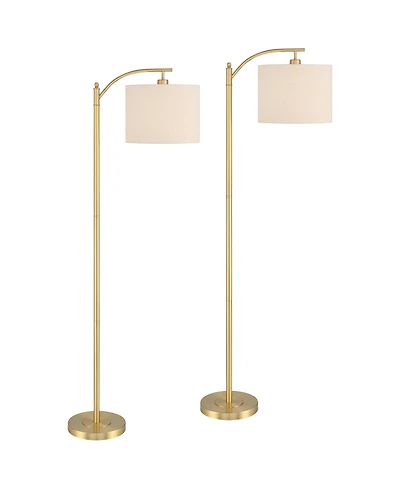 360 Lighting Rayna Farmhouse Rustic 61 1/2" Tall Standing Floor Lamps Set of 2 Lights Arc Metal Warm