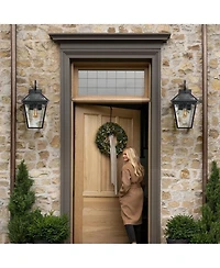 Flynama 10" 2pcs Outdoor Wall Lanterns, Weatherproof Wall Sconce with Clear Glass Panels