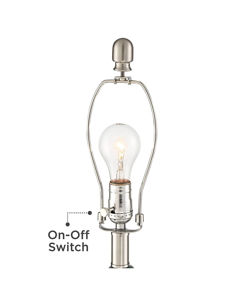 360 Lighting Modern Table Lamp with Usb Charging Port 24 3/4" High Sea Foam Ceramic Oatmeal Drum Shade for Living Room Desk Bedroom