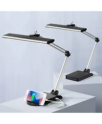 360 Lighting Flynn 25" High Modern Desk Lamps Set of 2 Usb Port Adjustable Led Metal Home Office Living Room Charging