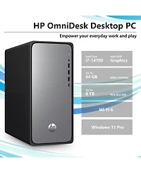 Hp OmniDesk Tower Desktop Intel Core i7 64GB Ram Intel Uhd Graphics 2TB Ssd Storage Windows 11 Pro.