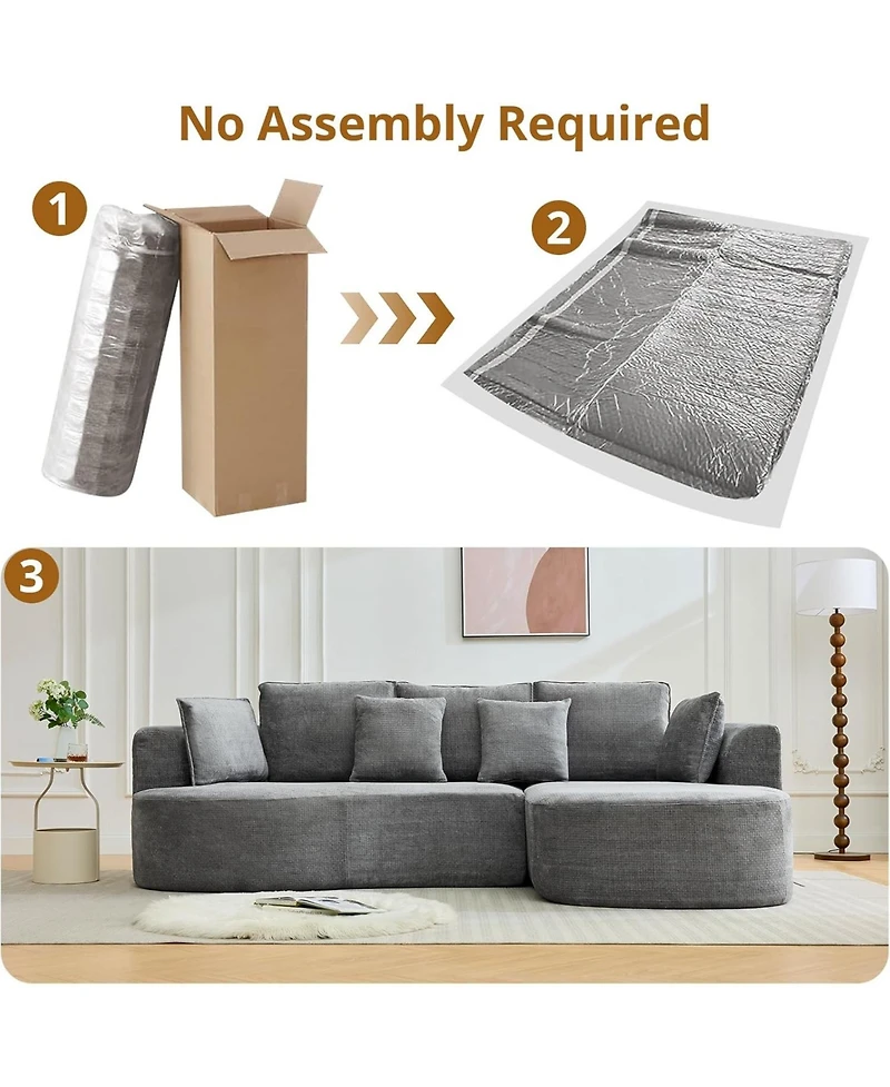 gaomon 106" Curved Sectional Sofa with Chaise, Chenille Modular Couch, No Assembly, Deep Seat