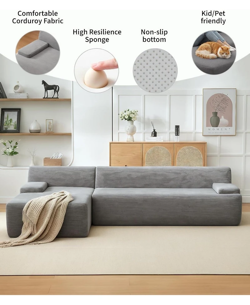 gaomon Modular L-Shaped Sectional Sofa with Chaise, Cloud Couch