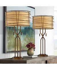 Franklin Iron Works Marlowe 28 3/4" Tall Farmhouse Modern End Table Lamps Set of 2
