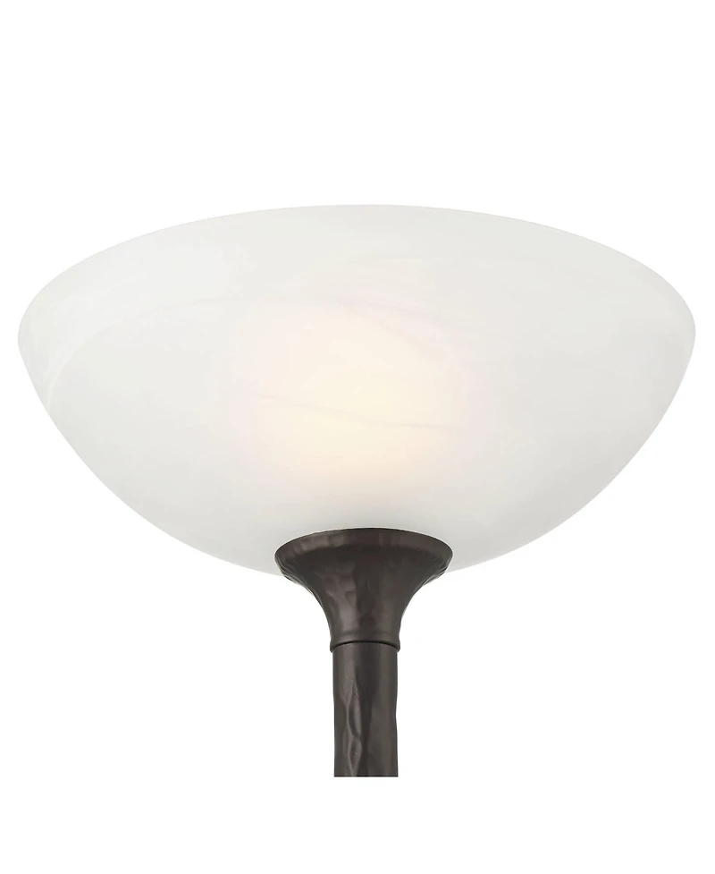 Franklin Iron Works Tucson 71 1/4"H Hammered Bronze Alabaster Glass Torchiere Floor Lamp
