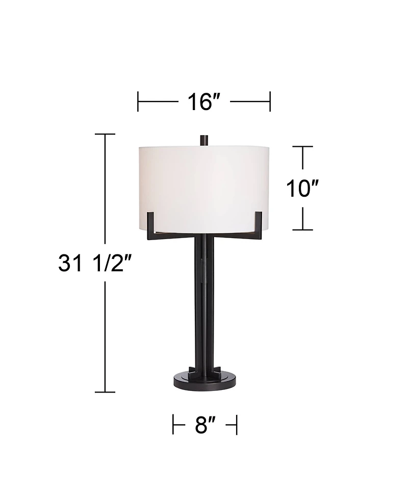 Franklin Iron Works Industrial Table Lamp with Usb Charging Port 31 1/2" Tall