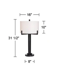 Franklin Iron Works Industrial Table Lamp with Usb Charging Port 31 1/2" Tall