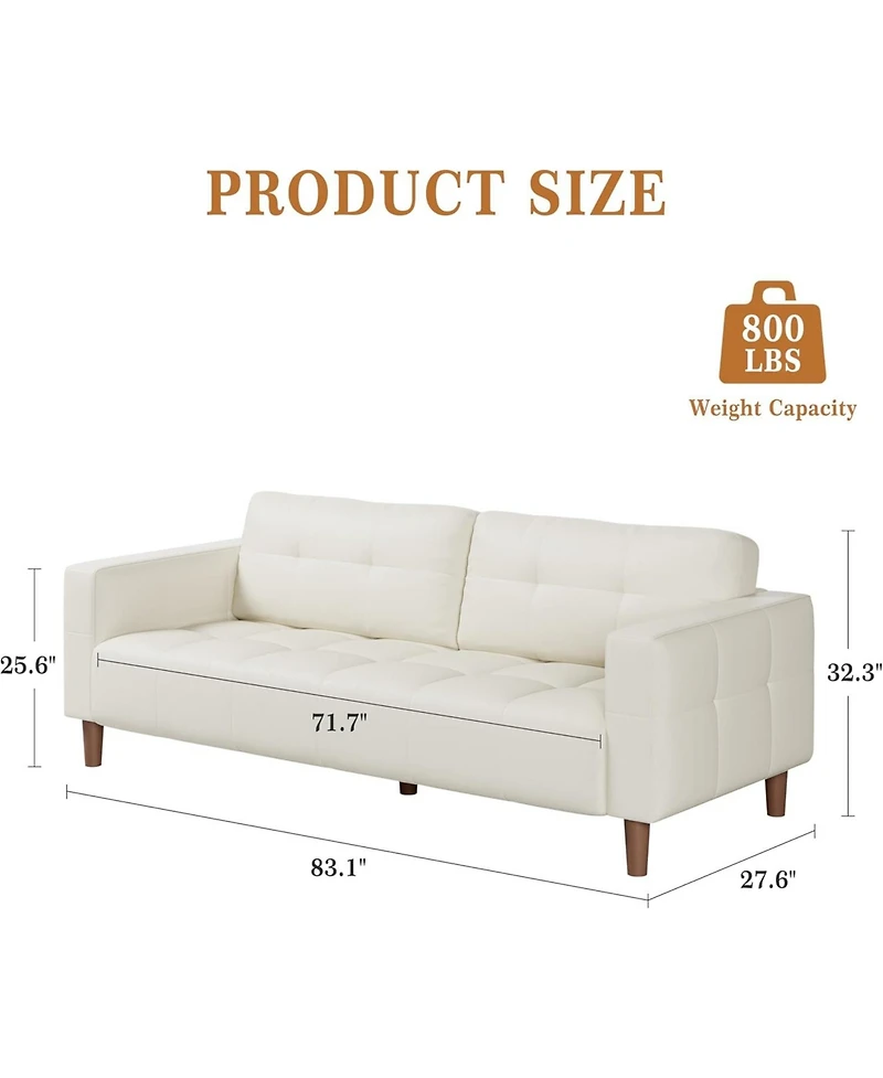 gaomon 83" Faux Leather Sofa
