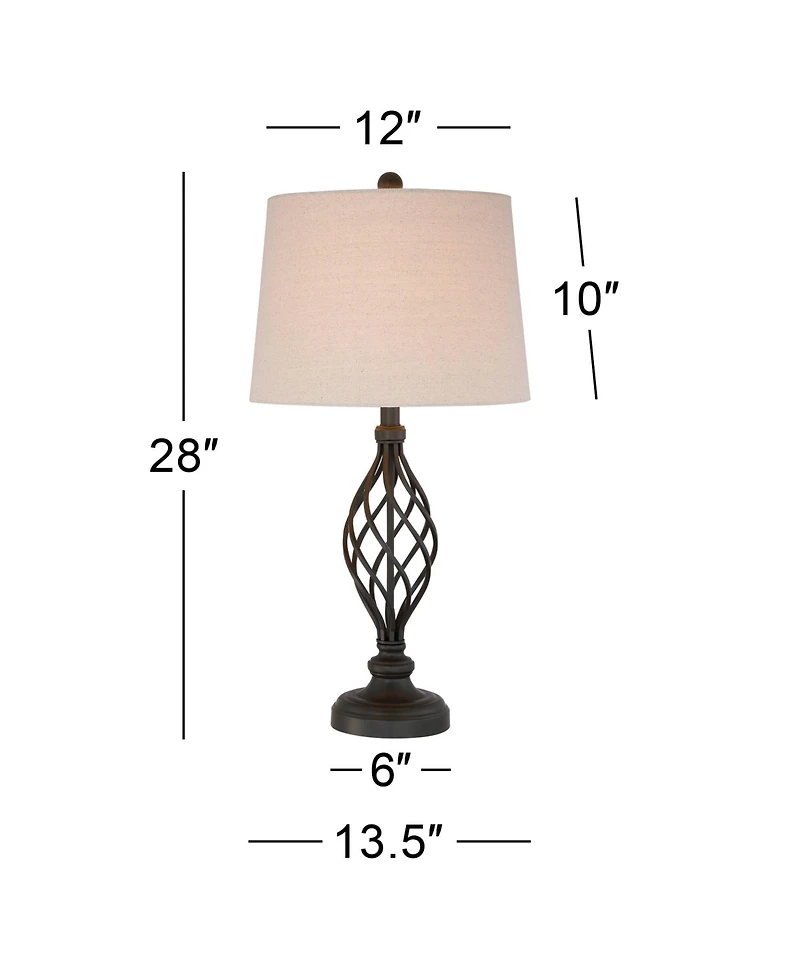 Franklin Iron Works Annie 28" Tall Modern Industrial Table Lamps with Iron Construction and Tabletop Dimmers, Set of 2