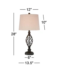 Franklin Iron Works Annie 28" Tall Modern Industrial Table Lamps with Iron Construction and Tabletop Dimmers, Set of 2