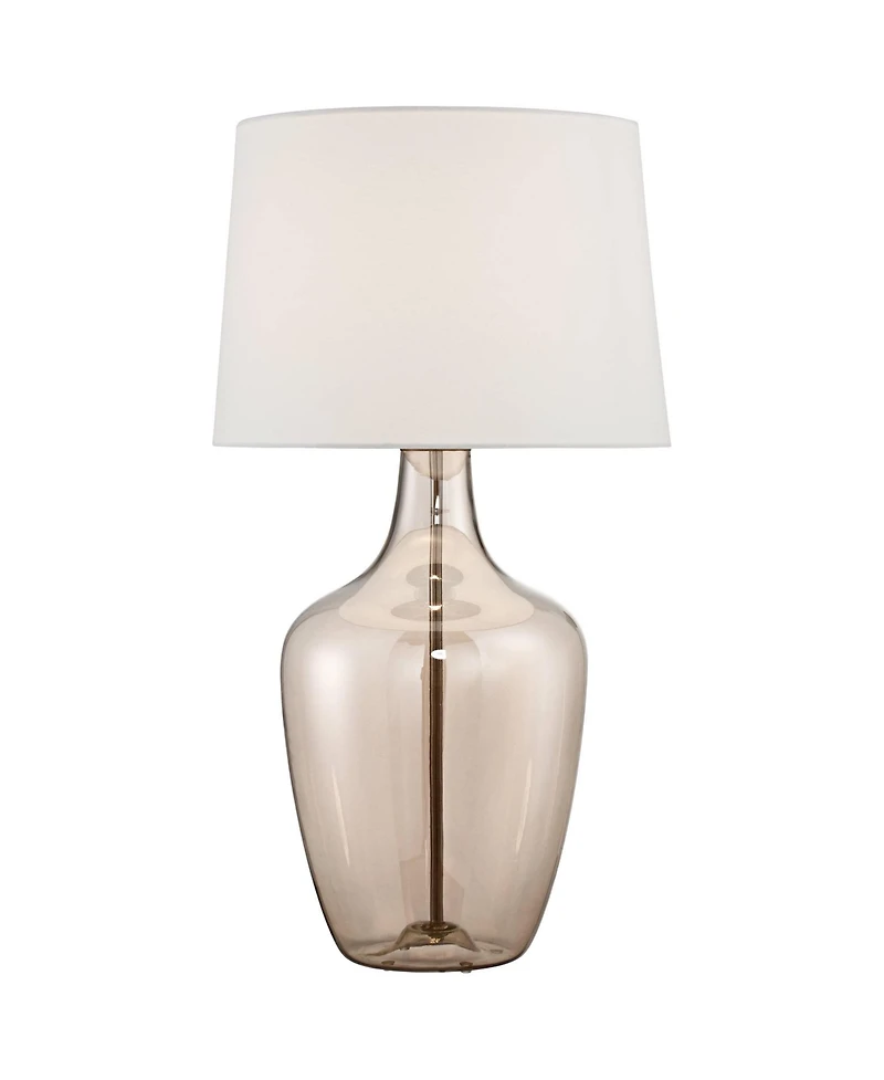 Possini Euro Design Modern Table Lamp with Usb Charging Port 31" Tall Champagne Glass Drum Shade for Living Room Bedroom