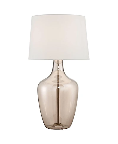 Possini Euro Design Modern Table Lamp with Usb Charging Port 31" Tall Champagne Glass Drum Shade for Living Room Bedroom
