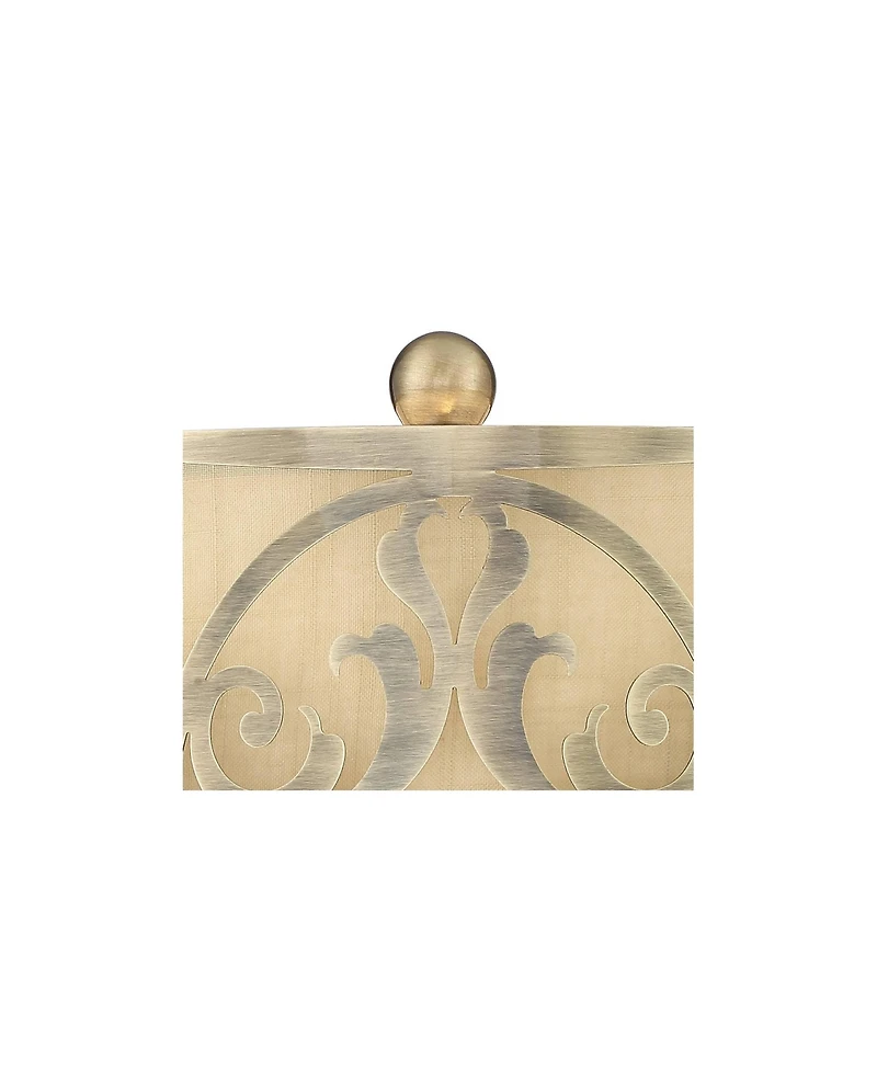 Possini Euro Design Doris Traditional Table Lamp with Marble Riser 30 1/2" Tall Brass stick Openwork Double Drum Shades for Living Room