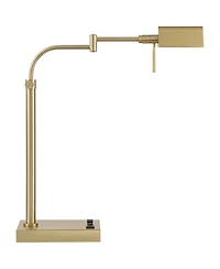 Possini Euro Design Keegan 24 1/2" High Modern Desk Lamp Adjustable Usb Port Ac Power Outlet Gold Brass Finish Metal Charging