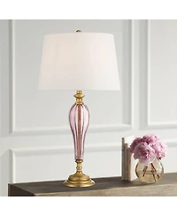 Possini Euro Design Clarrissa 31 1/2" Tall Fluted Vase Large Traditional End 3-Way Table Lamp Brass Finish Glass Single Living Room