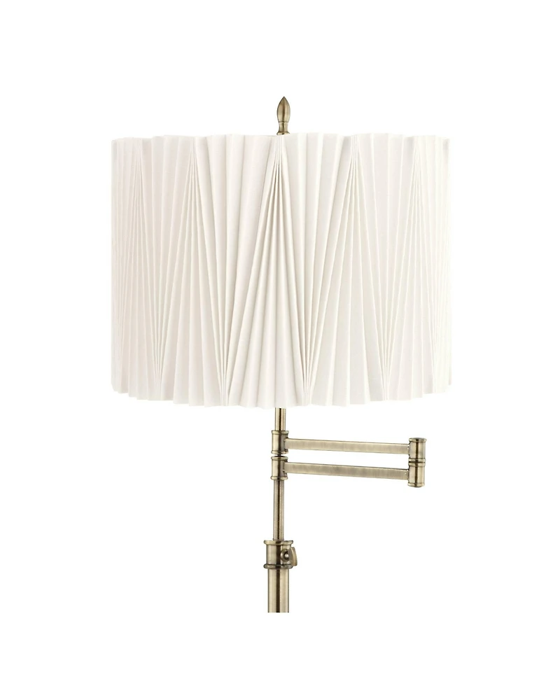 360 Lighting Westbury Modern 70" Tall Standing Floor Lamp Metal Brass Finish Linen Diamond Pleated