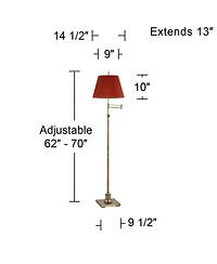 360 Lighting Westbury Modern 70" Tall Standing Floor Lamp Height Metal Brass Finish Pleated