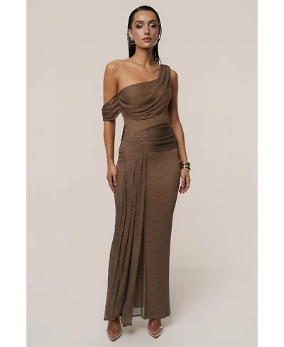 Jluxlabel Women's Draped Metallic Maxi Dress