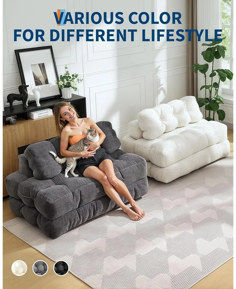 gaomon 79" Folding Sofa Bed, 3-in-1 Convertible Sleeper Chair with Pillow, Floor Couch