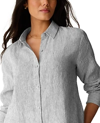 Eileen Fisher Women's Long-Sleeve Striped Collared Shirt