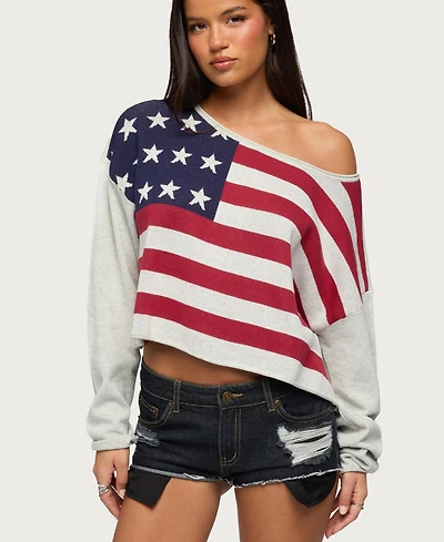 Edikted Women's Usa Off Shoulder Sweater