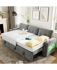 gaomon 84" Sleeper Sofa Bed, L-Shaped Convertible Couch with Storage