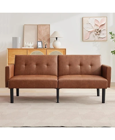 gaomon 75.5" Pu Leather Sofa Bed, Adjustable Recliner Couch with Legs for Living Room and Bedroom