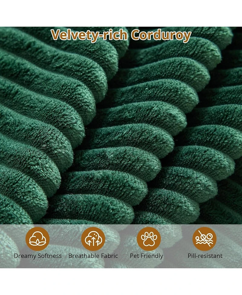 gaomon 137" Cloud Sectional Sofa, Modular Linear Couch, Corduroy Fabric, No Assembly, Convertible Sleeper