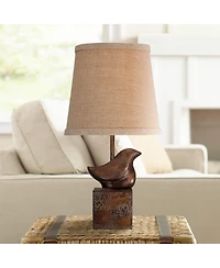 360 Lighting Rustic Farmhouse Accent Table Lamp 15 1/2" High Set of 2 Sculptural Crackle Drum Shade for Bedroom House