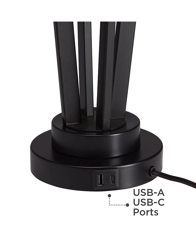 Franklin Iron Works Picket 28" Tall Industrial Table Lamps Set of 2 Usb Port