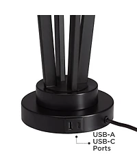 Franklin Iron Works Picket 28" Tall Industrial Table Lamps Set of 2 Usb Port