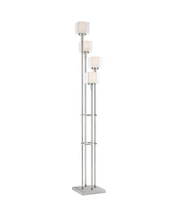 Possini Euro Design Athena Modern 72" Tall Tree Floor Lamp with Smart Socket Brushed Nickel 4-Light Clear Opal Glass for Living Room Home