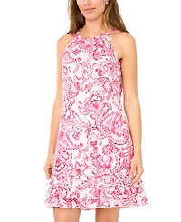Msk Petite Printed Halter Neck Dress