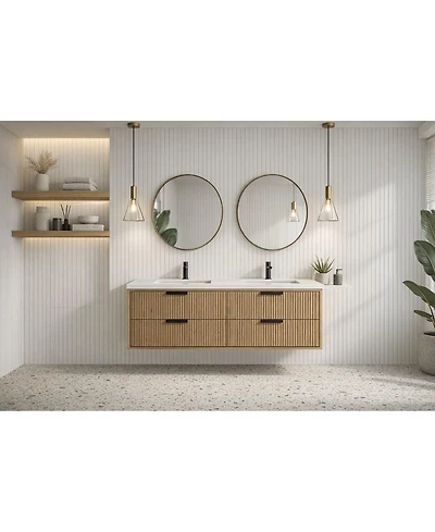 Ari Bath Diego 55" Floating Bathroom Vanity Weathered Fir