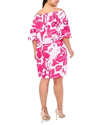 Msk Plus Printed Off-The-Shoulder Shift Dress