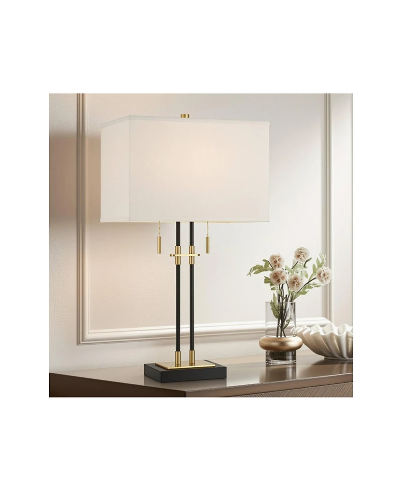 Franklin Iron Works Stefano 30 1/4" High 2-Light Pull Chain Usb Table Lamp