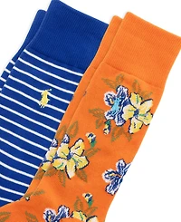 Polo Ralph Lauren Men's 2-Pack Bold Florals and Classic Stripes Sock