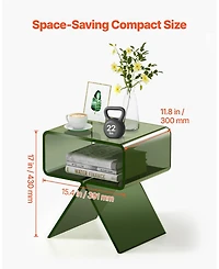 Gouun Acrylic Nightstand Side Table with Storage Shelf for Bedroom