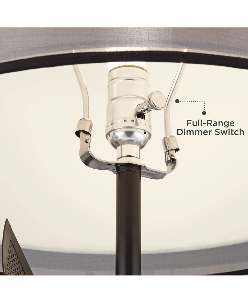 Possini Euro Design Sasha Modern Industrial Table Lamp 31 1/2" Tall Sculptural Metal Double Shade Bedroom Living Room Bedside Nightstand Office