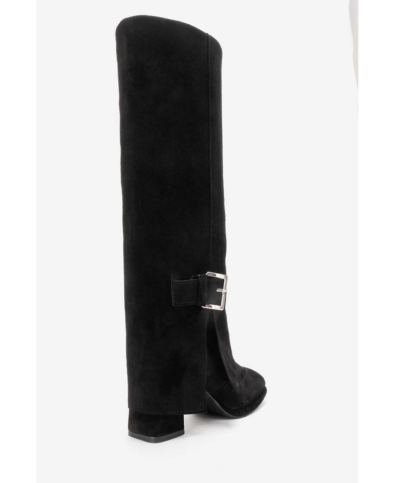 Forever & Always Shoes Women's Lojo Leather Block Heel Boot