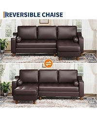 gaomon 89" L-Shaped Sofa with Chaise, Mid-Century Modern 3-Seater Couch