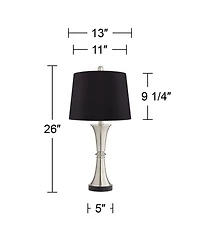 360 Lighting Seymore Modern Table Lamps 26" High Set of 2 Silver with Usb Charging Port Led Touch On Faux Drum Shade for Bedroom Desk