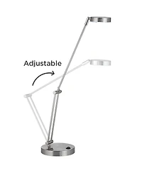 360 Lighting Jarrett 19" High Small Modern Desk Lamps Set of 2 Adjustable Led Satin Nickel Finish Metal Home Office