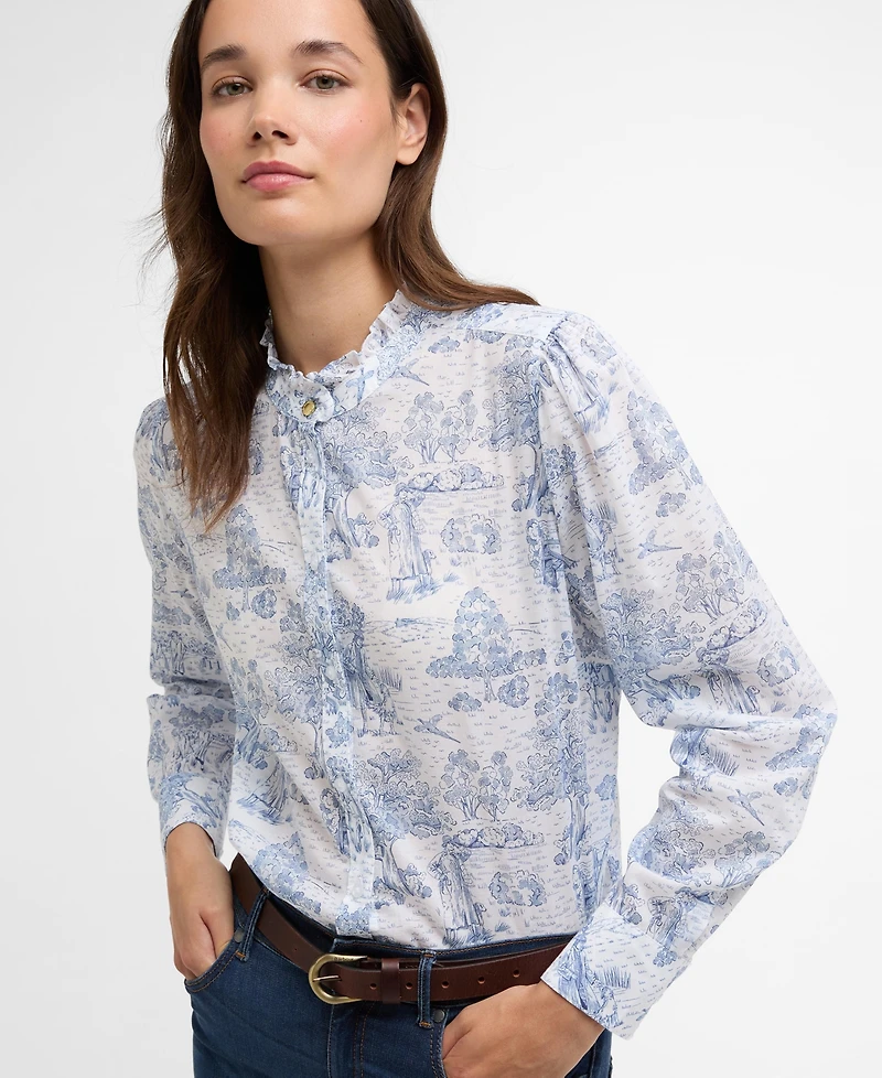Barbour Women's Wisteria Printed Ruffle Neck Shirt