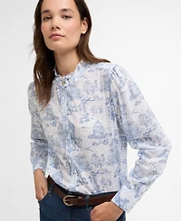 Barbour Women's Wisteria Printed Ruffle Neck Shirt